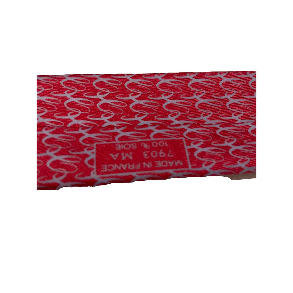 Hermes Tie Brick Red Silk Twill Classic Geometric Made in France - Picture 9 of 10